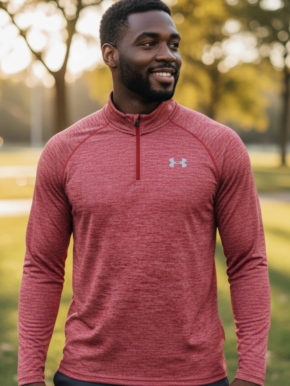 Under Armour Red Space-Dye Loose Fit HeatGear Top-  Size L